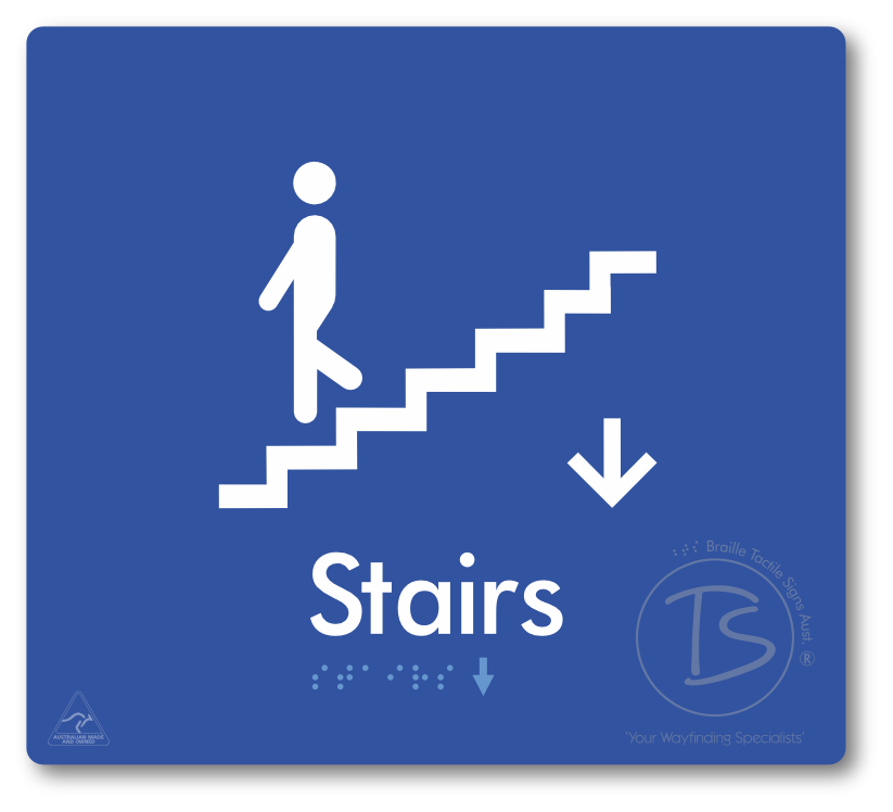 Stairs with Directional Arrow Down - Braille Tactile Signs Aust.