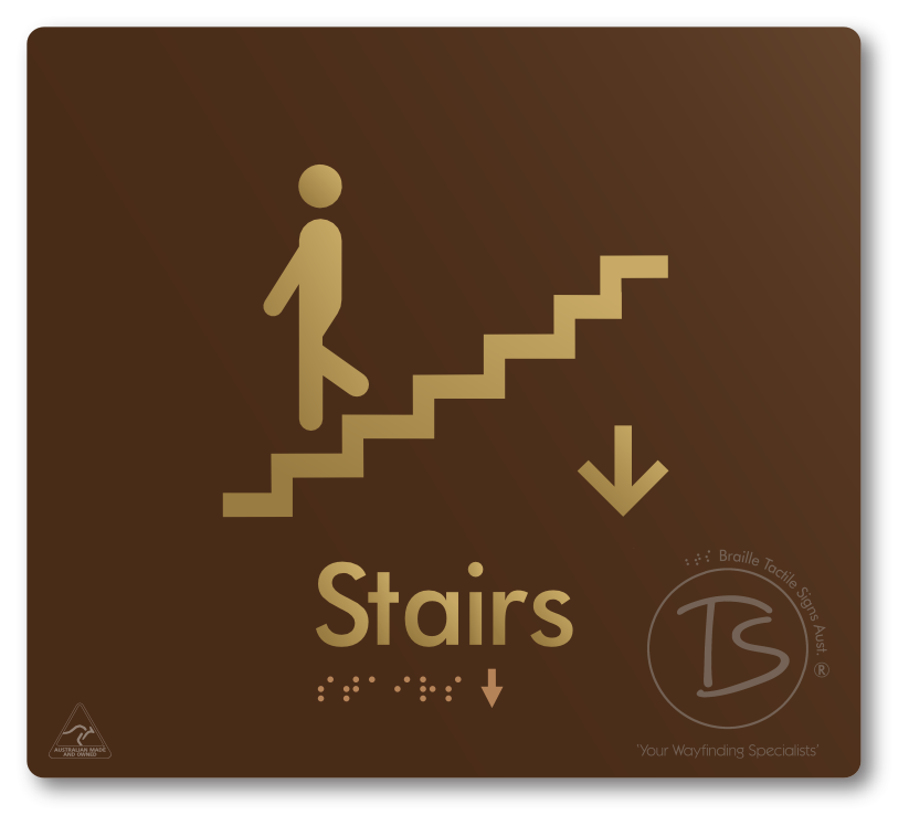 Stairs with Directional Arrow Down - Braille Tactile Signs Aust.