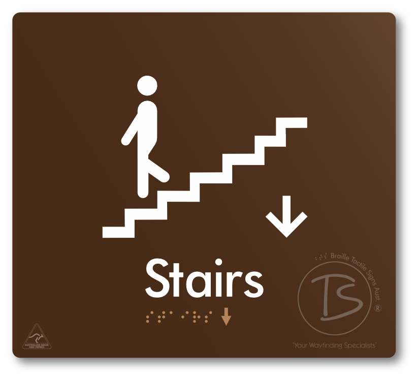 Stairs with Directional Arrow Down - Braille Tactile Signs Aust.