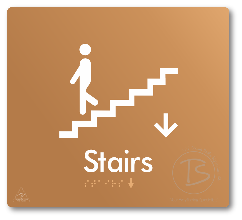 Stairs with Directional Arrow Down - Braille Tactile Signs Aust.