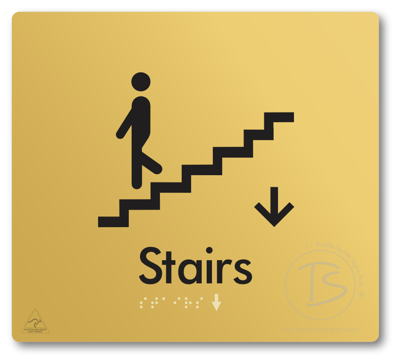 Stairs with Directional Arrow Down - Braille Tactile Signs Aust.