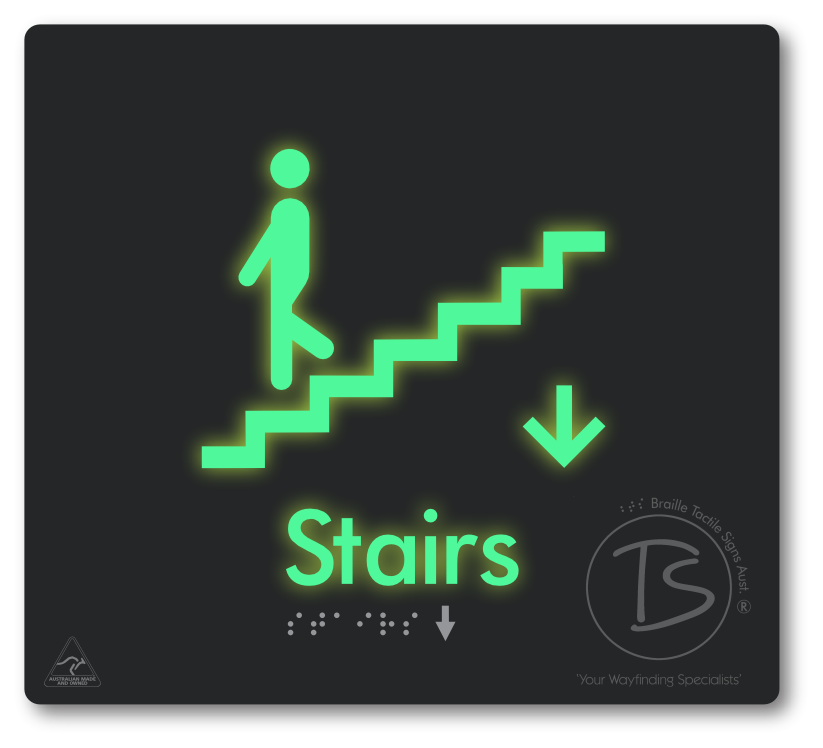 Stairs with Directional Arrow Down - Braille Tactile Signs Aust.