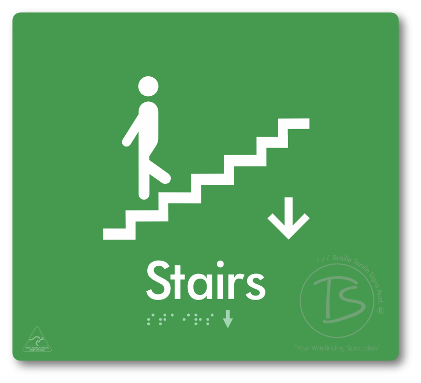 Stairs with Directional Arrow Down - Braille Tactile Signs Aust.