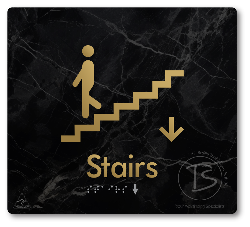 Stairs with Directional Arrow Down - Braille Tactile Signs Aust.