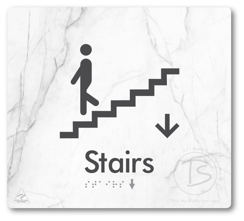 Stairs with Directional Arrow Down - Braille Tactile Signs Aust.