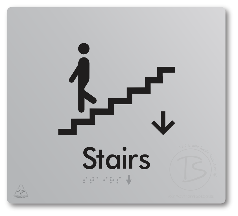 Stairs with Directional Arrow Down - Braille Tactile Signs Aust.