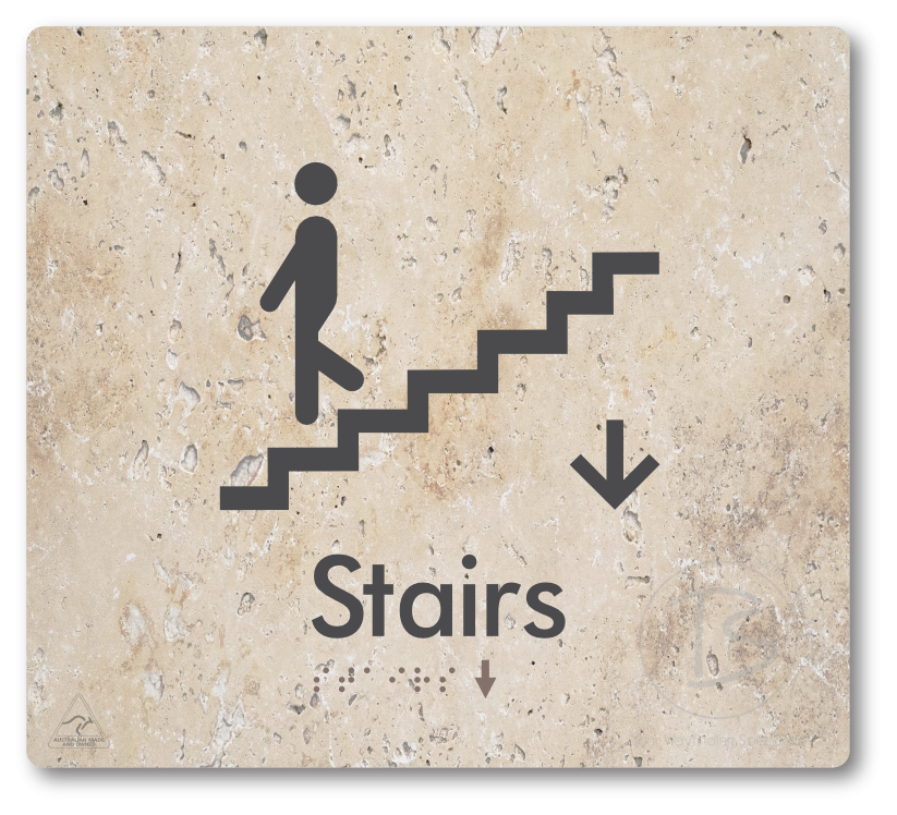 Stairs with Directional Arrow Down - Braille Tactile Signs Aust.