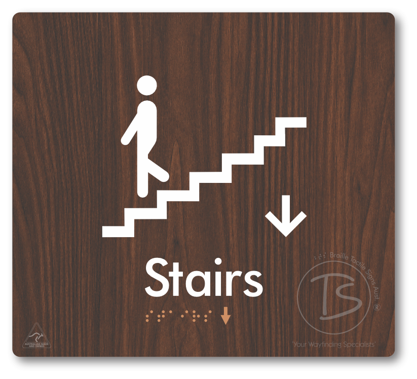 Stairs with Directional Arrow Down - Braille Tactile Signs Aust.