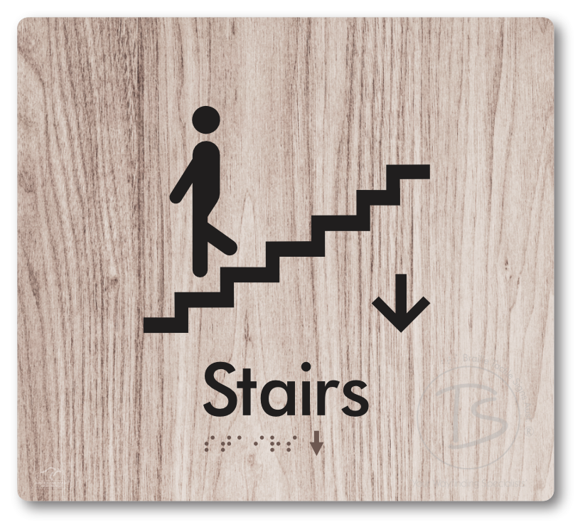 Stairs with Directional Arrow Down - Braille Tactile Signs Aust.