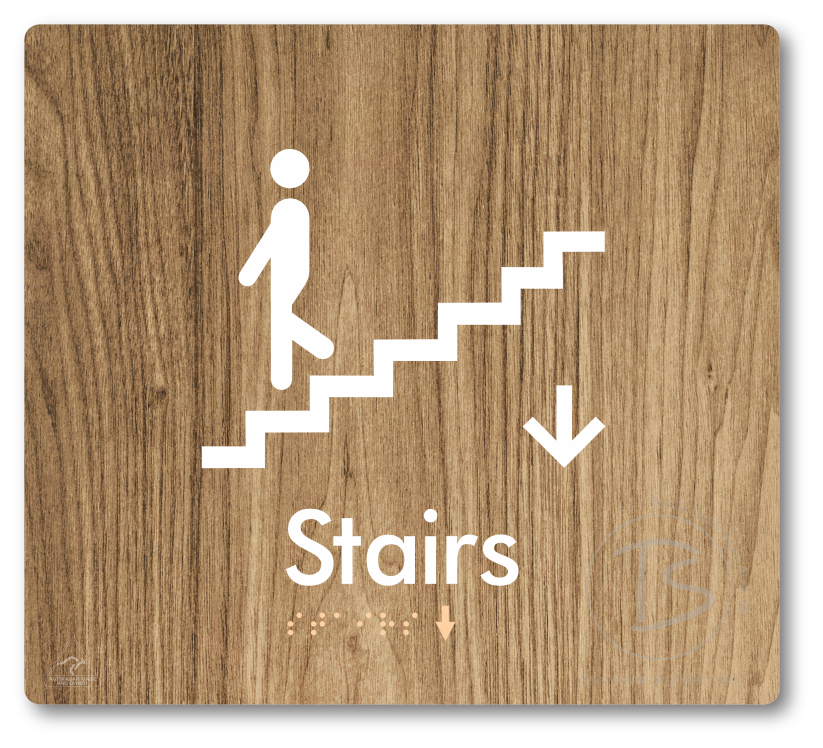 Stairs with Directional Arrow Down - Braille Tactile Signs Aust.