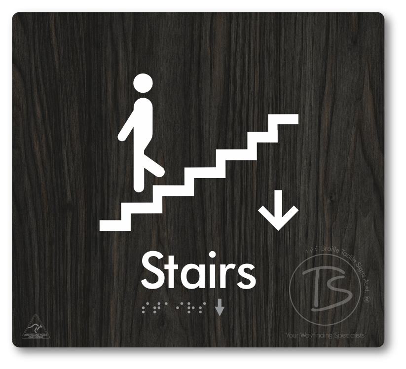 Stairs with Directional Arrow Down - Braille Tactile Signs Aust.