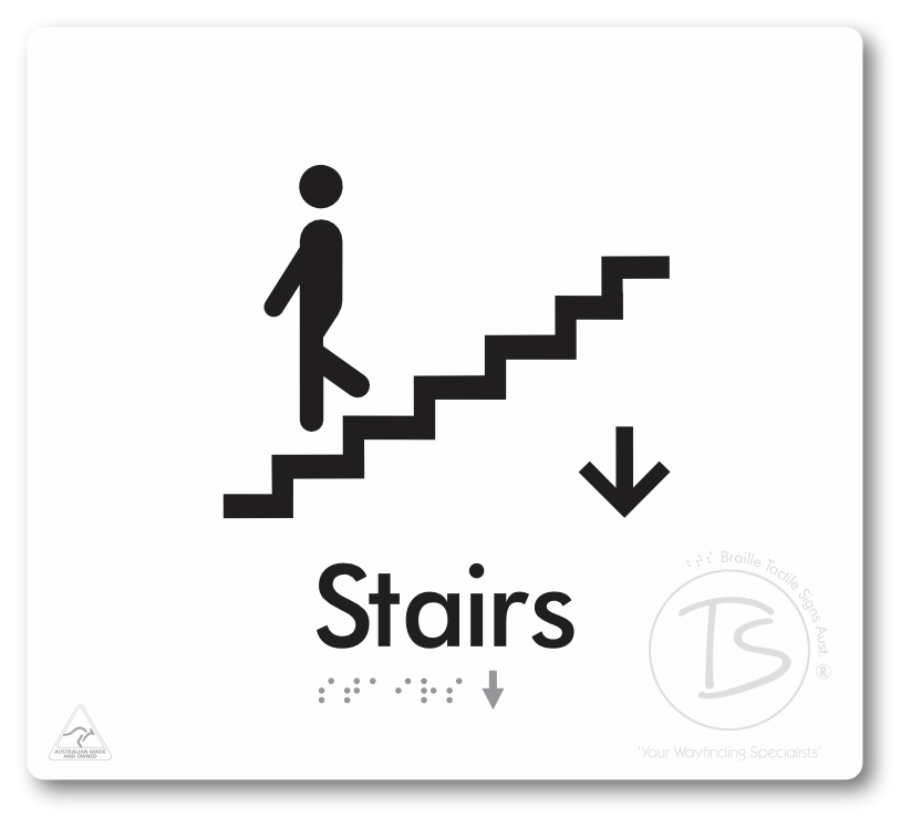 Stairs with Directional Arrow Down - Braille Tactile Signs Aust.