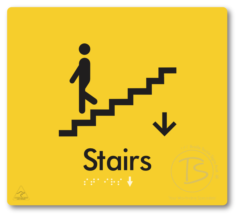 Stairs with Directional Arrow Down - Braille Tactile Signs Aust.