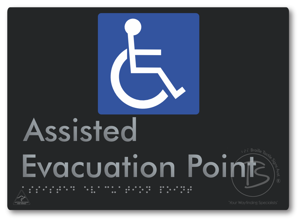Assisted Evacuation Point - Braille Tactile Signs Aust.
