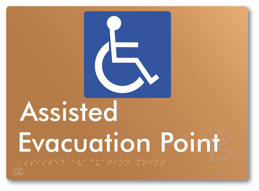 Assisted Evacuation Point - Braille Tactile Signs Aust.