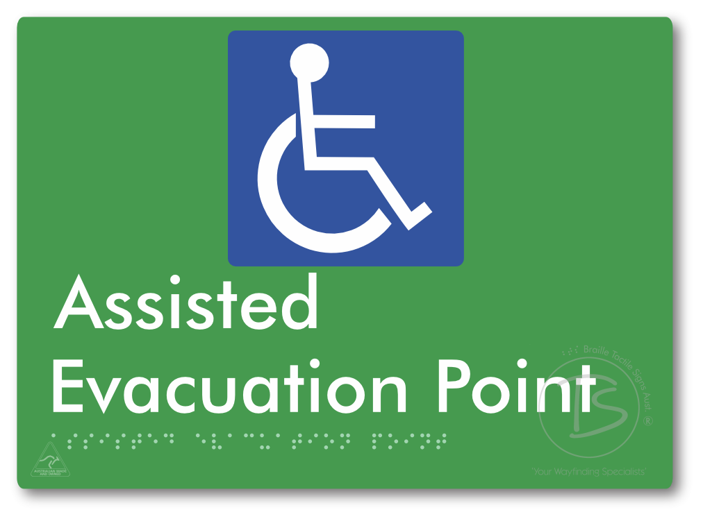 Assisted Evacuation Point - Braille Tactile Signs Aust.