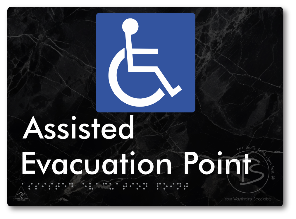 Assisted Evacuation Point - Braille Tactile Signs Aust.