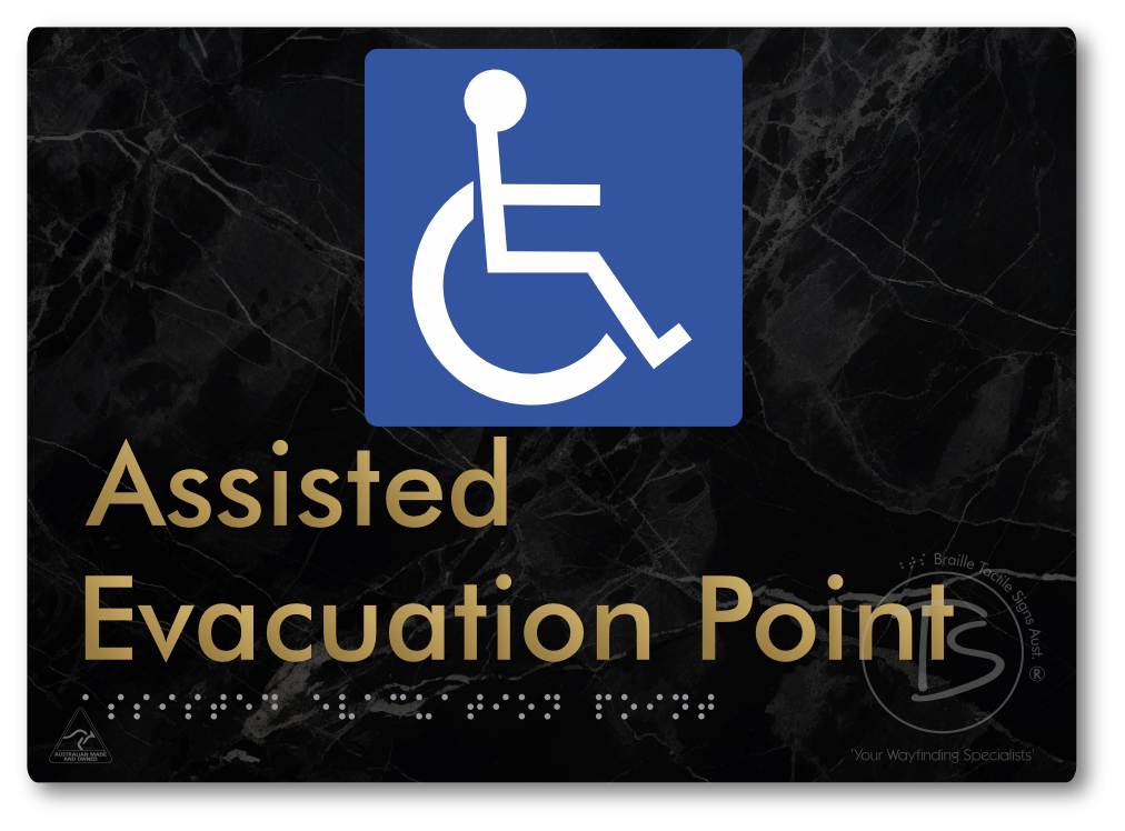 Assisted Evacuation Point - Braille Tactile Signs Aust.