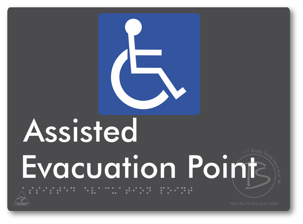 Assisted Evacuation Point - Braille Tactile Signs Aust.