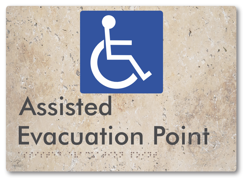 Assisted Evacuation Point - Braille Tactile Signs Aust.