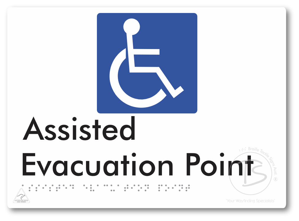 Assisted Evacuation Point - Braille Tactile Signs Aust.