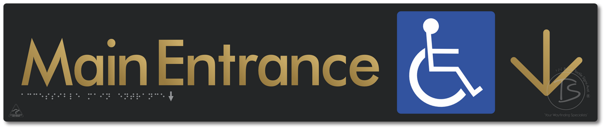 Accessible Main Entrance with Large Directional Arrow