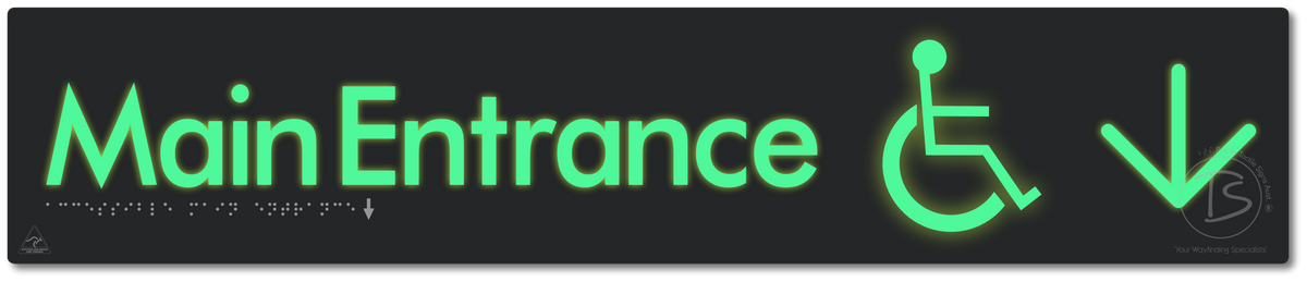Accessible Main Entrance with Large Directional Arrow