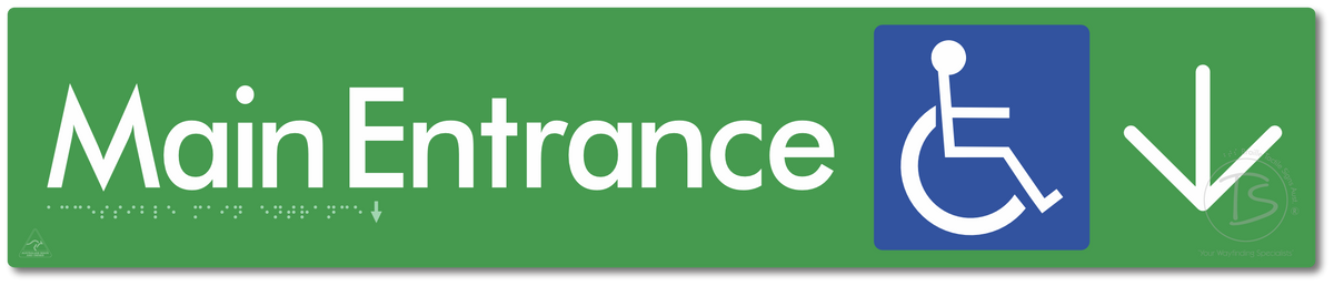 Accessible Main Entrance with Large Directional Arrow