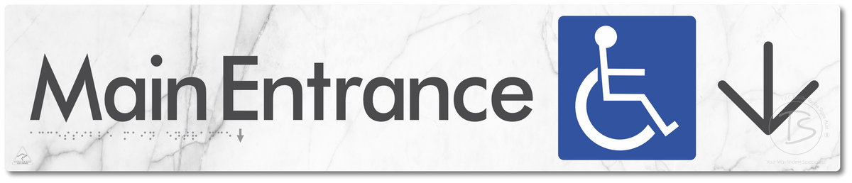 Accessible Main Entrance with Large Directional Arrow