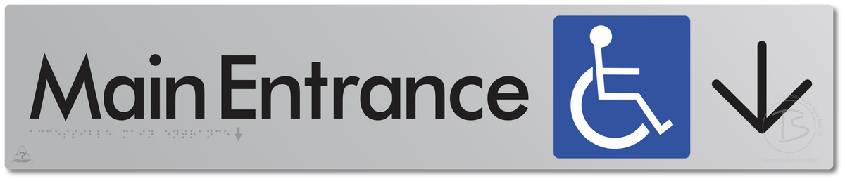 Accessible Main Entrance with Large Directional Arrow