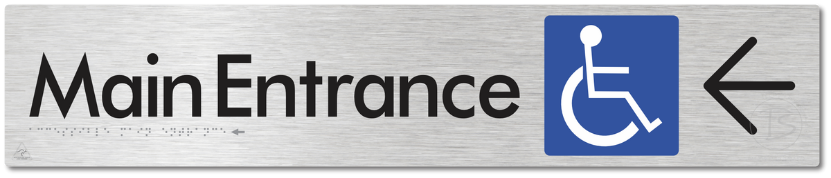 Accessible Main Entrance with Large Directional Arrow