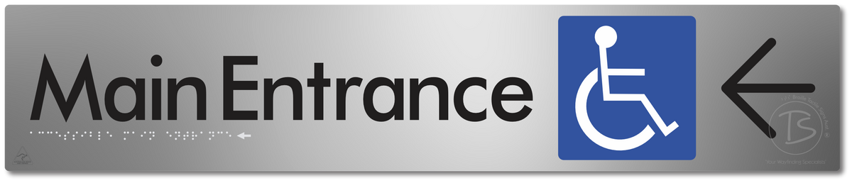 Accessible Main Entrance with Large Directional Arrow