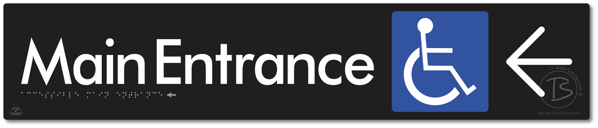 Accessible Main Entrance with Large Directional Arrow