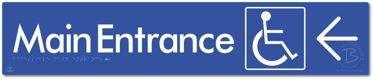 Accessible Main Entrance with Large Directional Arrow