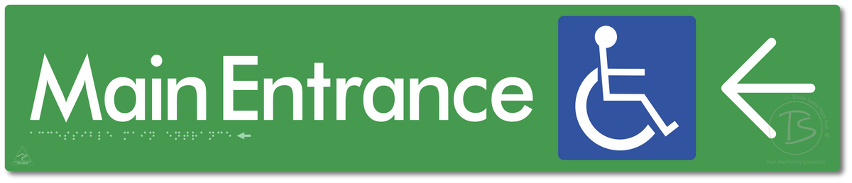 Accessible Main Entrance with Large Directional Arrow