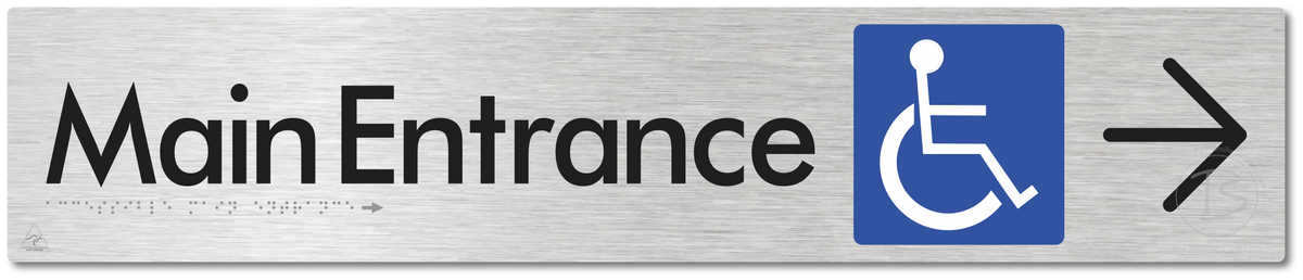 Accessible Main Entrance with Large Directional Arrow