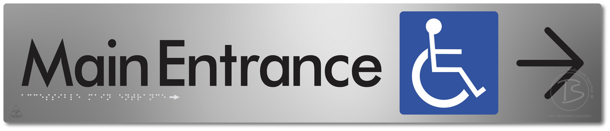 Accessible Main Entrance with Large Directional Arrow