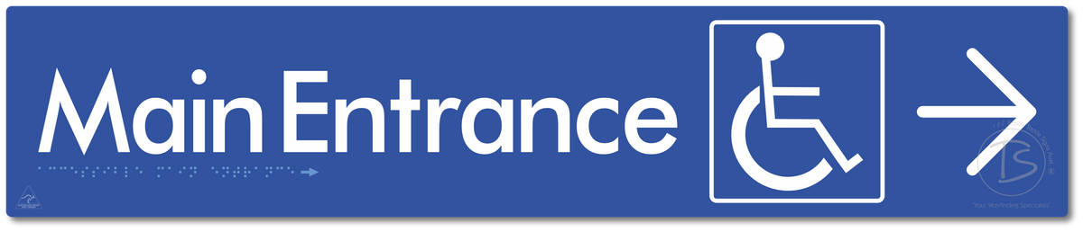 Accessible Main Entrance with Large Directional Arrow
