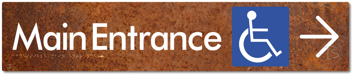 Accessible Main Entrance with Large Directional Arrow