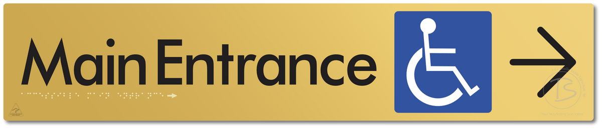 Accessible Main Entrance with Large Directional Arrow