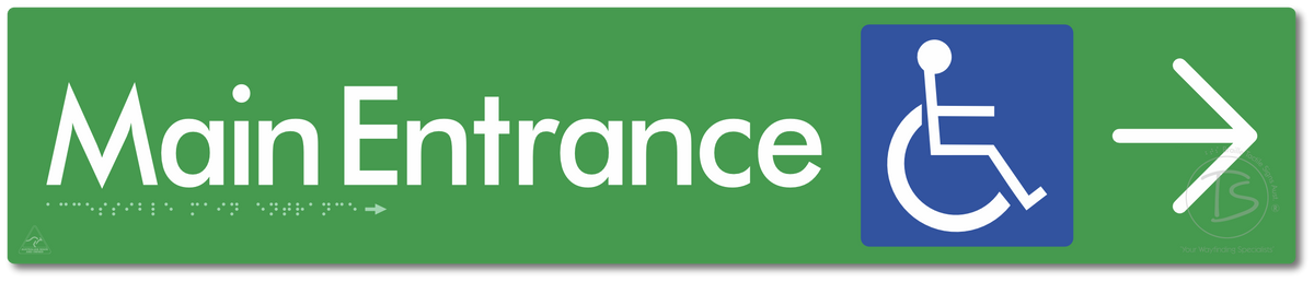 Accessible Main Entrance with Large Directional Arrow