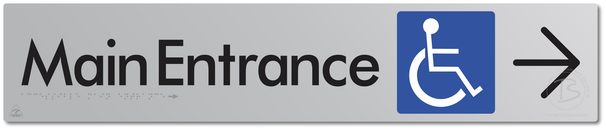 Accessible Main Entrance with Large Directional Arrow