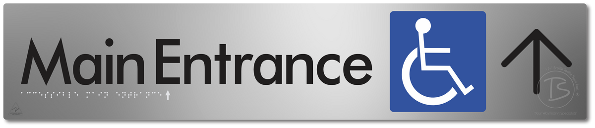 Accessible Main Entrance with Large Directional Arrow
