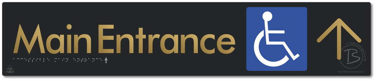Accessible Main Entrance with Large Directional Arrow