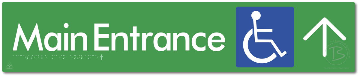 Accessible Main Entrance with Large Directional Arrow