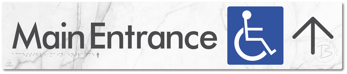 Accessible Main Entrance with Large Directional Arrow