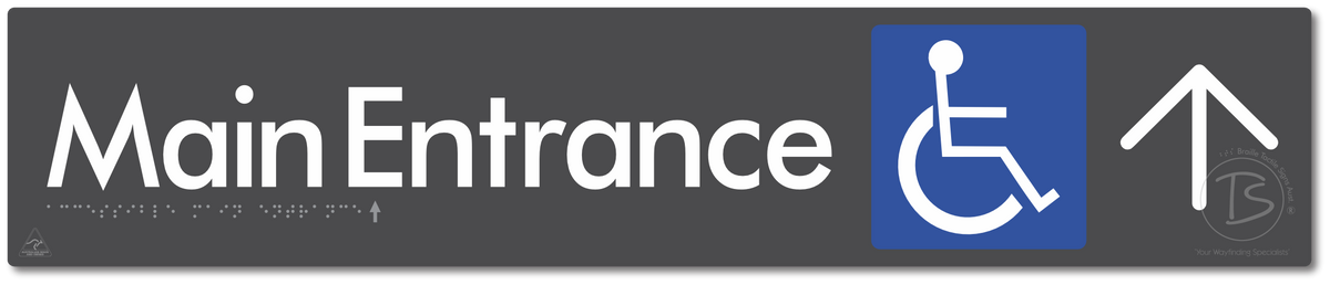 Accessible Main Entrance with Large Directional Arrow