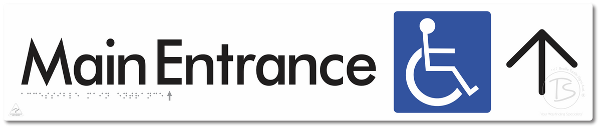 Accessible Main Entrance with Large Directional Arrow