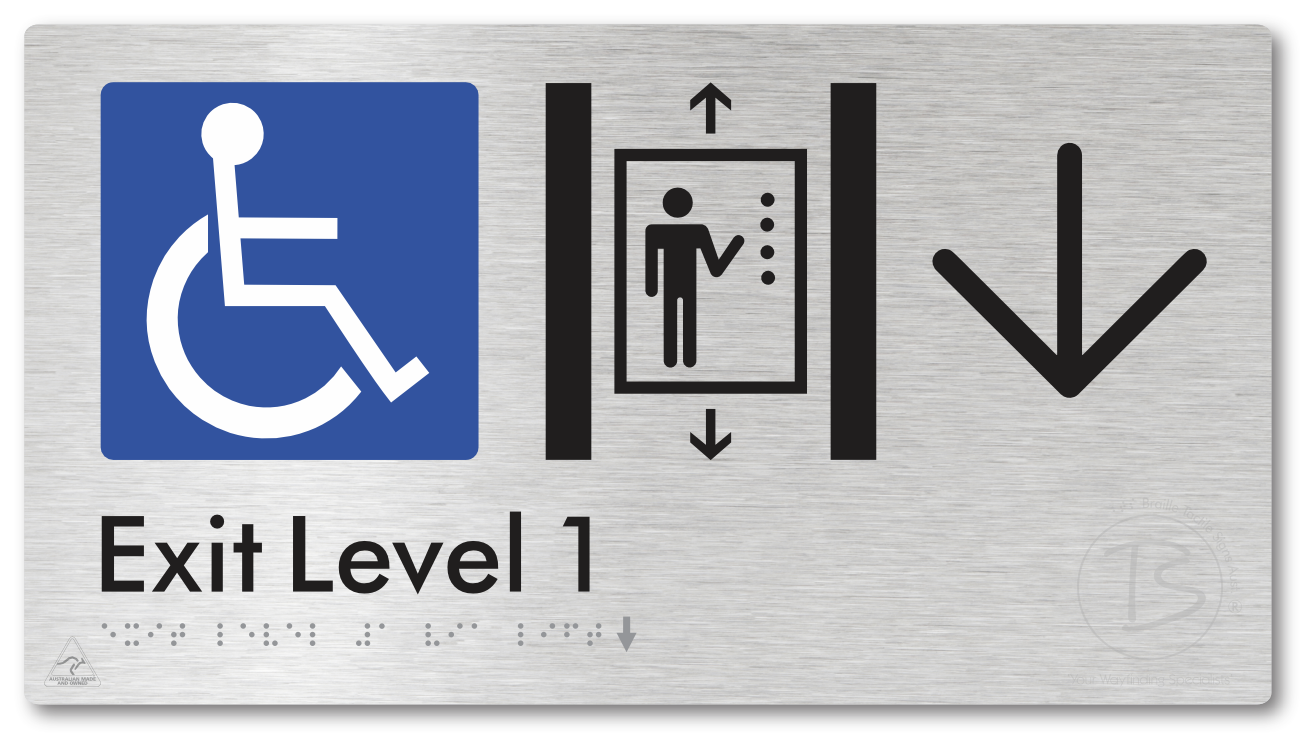 Exit Level 1 Via Lift with Large Arrow