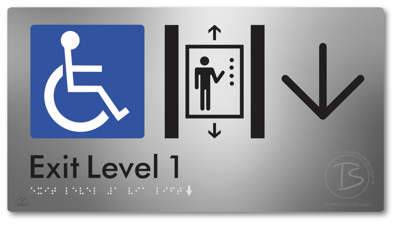 Exit Level 1 Via Lift with Large Arrow
